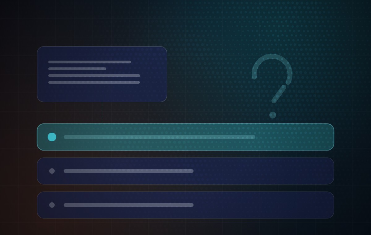 Diagram: a question resolving into several options, with the answer highlighted