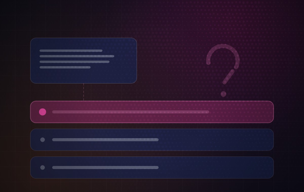 Diagram: a question resolving into several options, with the answer highlighted