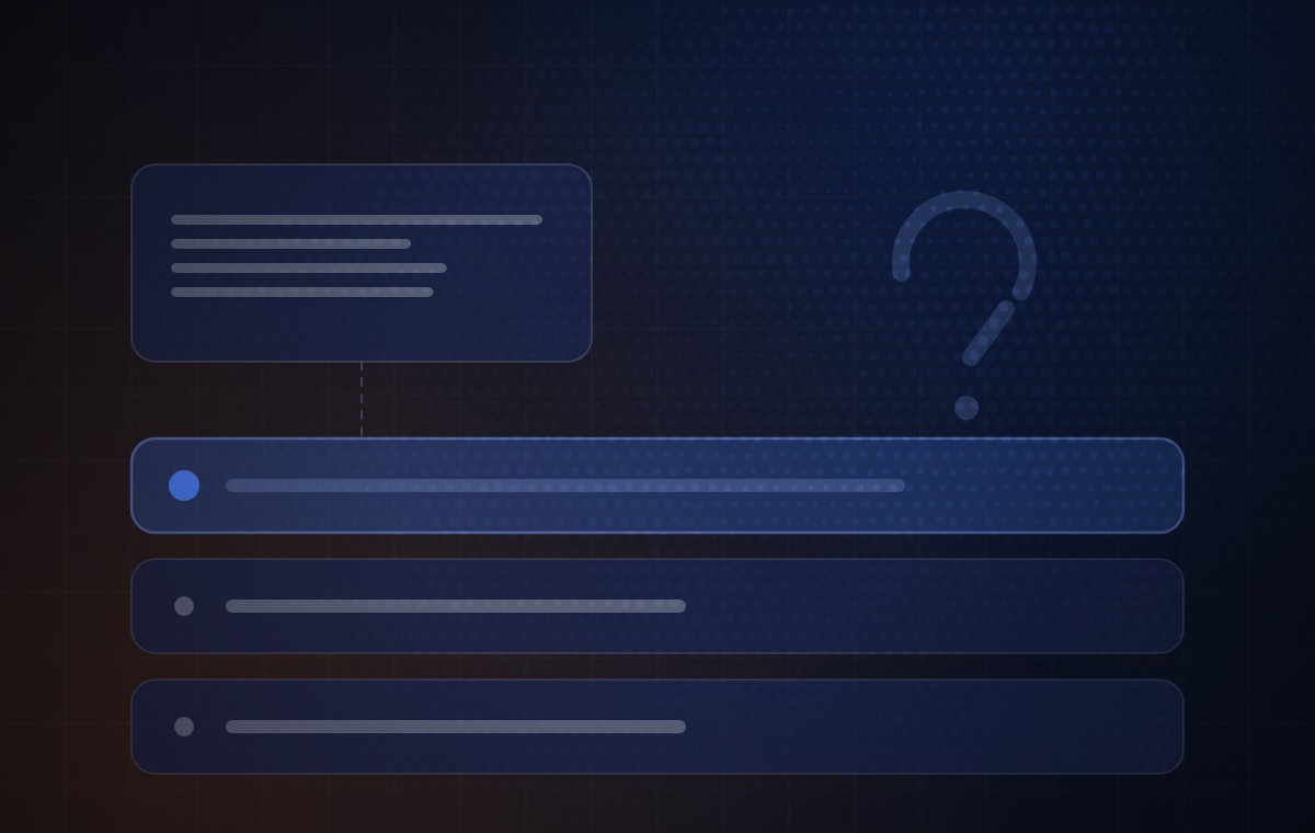 Diagram: a question resolving into several options, with the answer highlighted