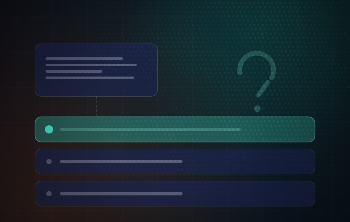 Diagram: a question resolving into several options, with the answer highlighted
