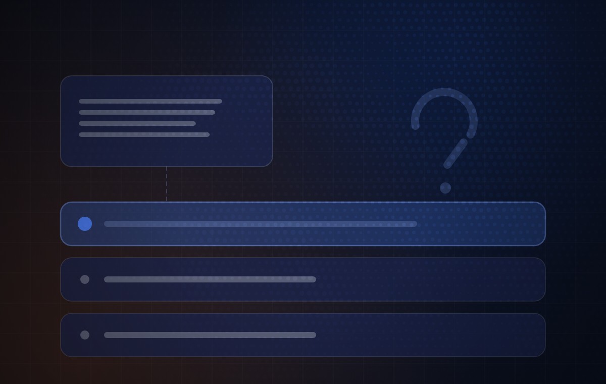 Diagram: a question resolving into several options, with the answer highlighted