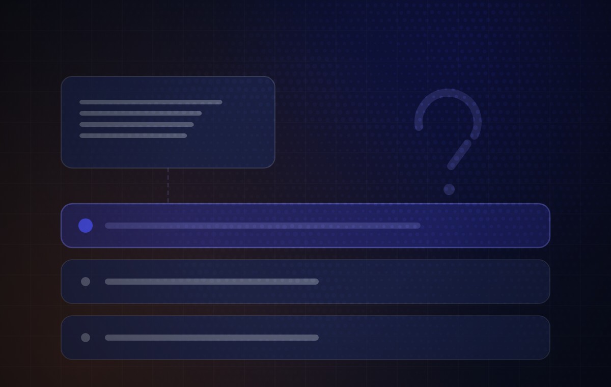 Diagram: a question resolving into several options, with the answer highlighted