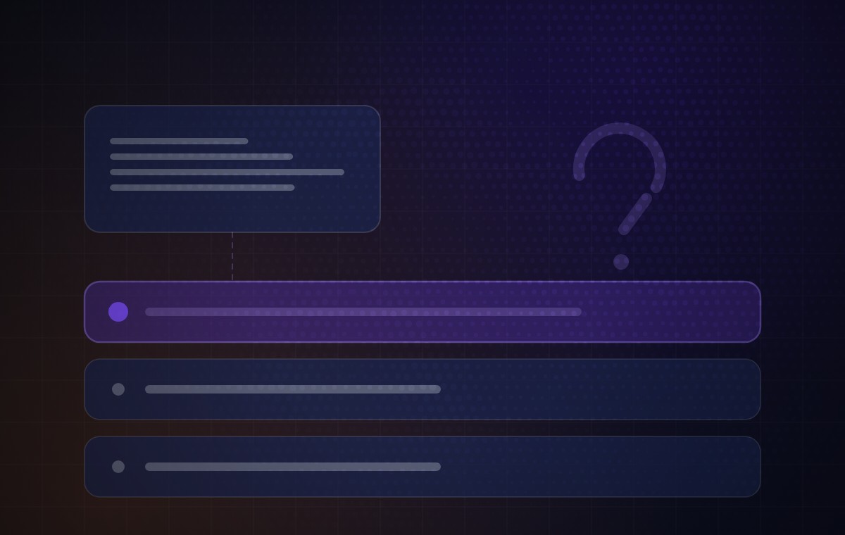 Diagram: a question resolving into several options, with the answer highlighted