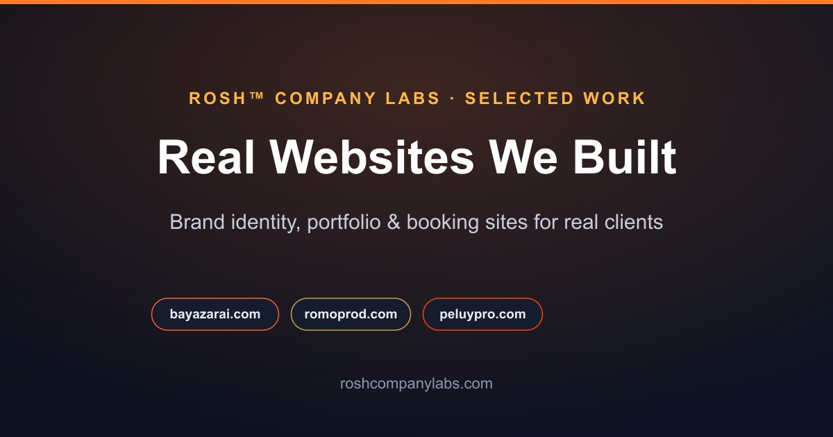 Selected client work — websites & brands by ROSH™ Company Labs