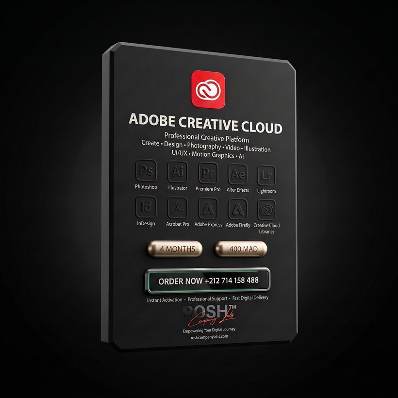 Adobe Creative Cloud — 400 MAD · 4 Months — ROSH™ Company Labs