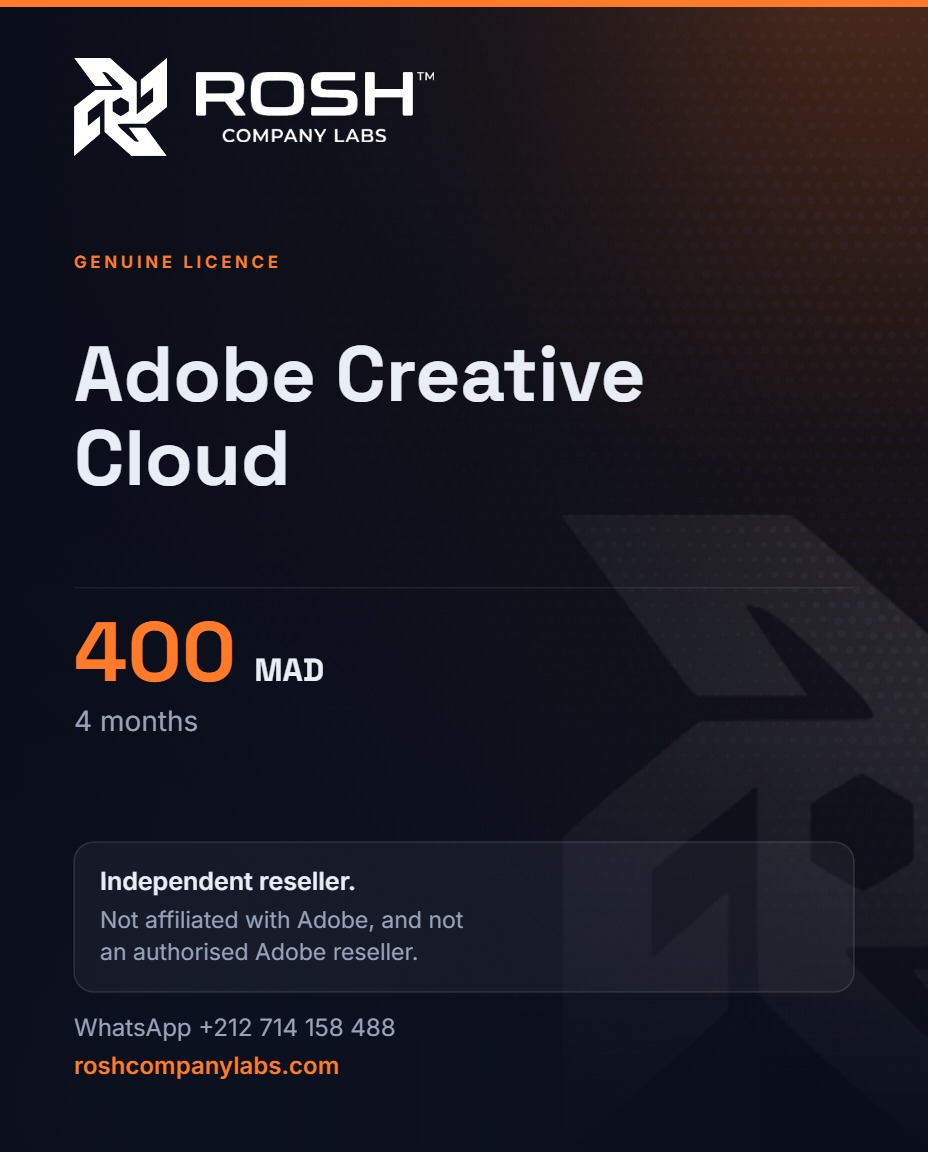 Adobe Creative Cloud — 400 MAD · 4 Months — ROSH™ Company Labs