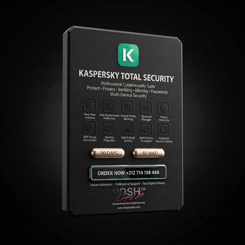 Kaspersky Total Security — 50 MAD · 90 Days — ROSH™ Company Labs