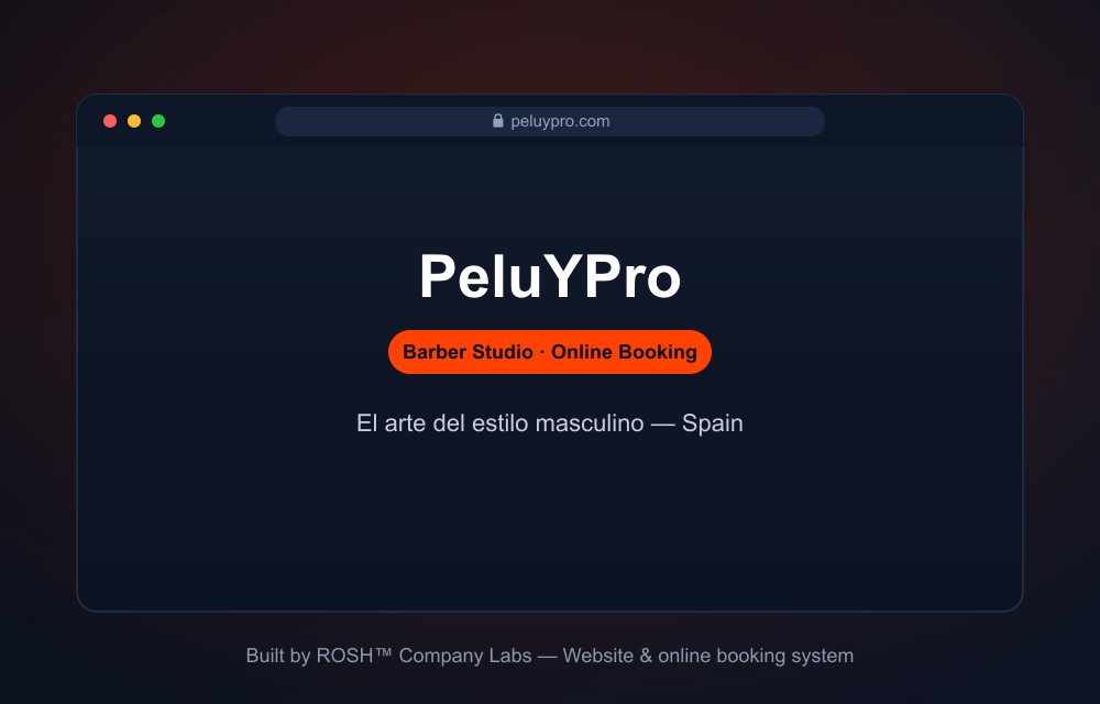 PeluYPro Barber Studio — website & booking system by ROSH™ Company Labs